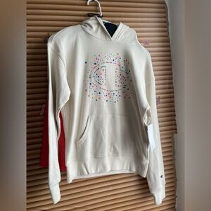 Champion Cream Hoodie with Multicolor Dots